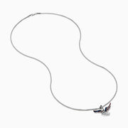 Men's 14K White Gold Ruby, Blue Sapphire and Diamond Eagle Pendant