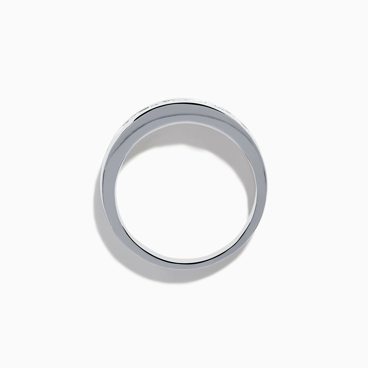 The Mens 14K White Gold 9-Stone Channel Set Diamond Band (1.00 TCW) features a row of round diamonds set horizontally in white gold, shown on a plain white background.