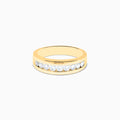 The Mens 14K Yellow Gold 9-Stone Channel Set Diamond Band, 1.00 TCW, features sparkling white diamonds and is shown elegantly on a plain white background.