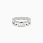 Mens 14K White Gold 9-Stone Channel Set Diamond Band, 0.50 TCW, featuring a row of round diamonds channel set across the top, shown on a plain white background.