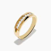 The Mens 14K Yellow Gold 9-Stone Channel Set Diamond Band, 0.50 TCW, features a row of round white diamonds channel set across the top and is displayed on a plain white background.