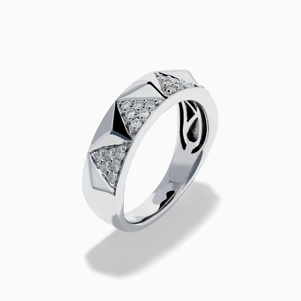 Sterling Silver Diamond Pave Geometric Ring