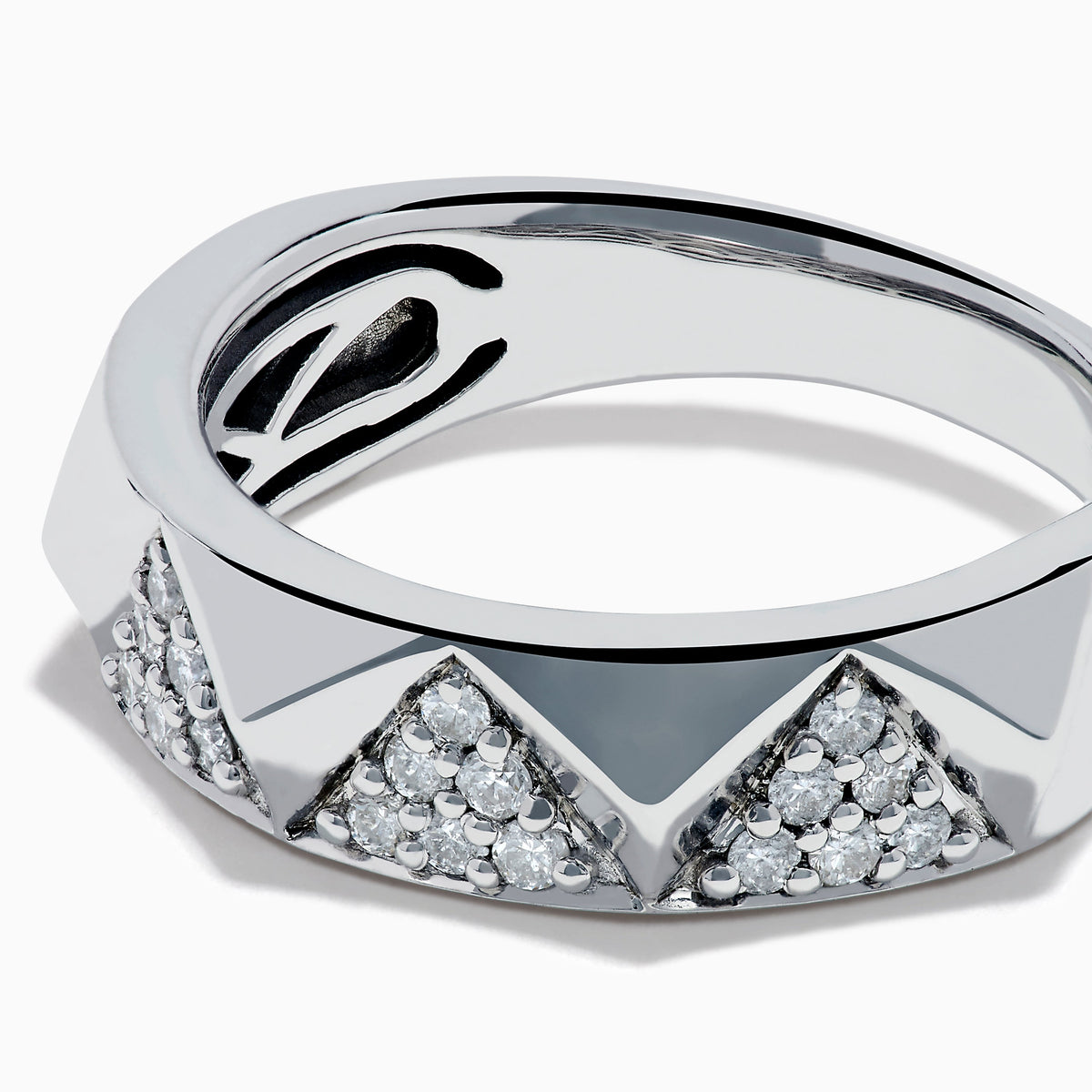 Sterling Silver Diamond Pave Geometric Ring