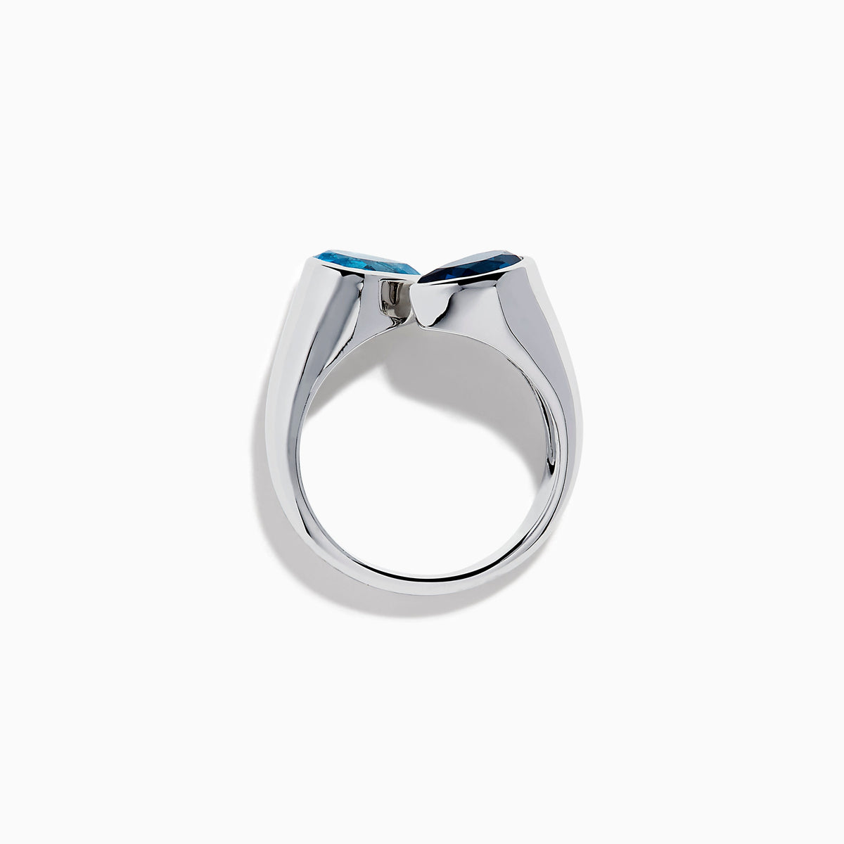 Sterling Silver Blue Topaz Open Toi Et Moi Ring