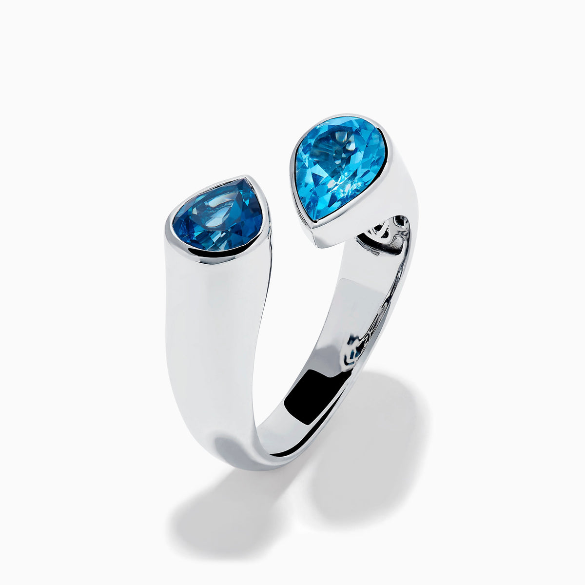 Sterling Silver Blue Topaz Open Toi Et Moi Ring
