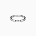 The 14K White Gold Prong Set Diamond Eternity Band, 1.00 TCW, showcases a continuous row of round white diamonds in a prong set design, shown on a white background.