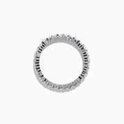 The 14K White Gold Prong Set Diamond Eternity Band, 1.00 TCW, showcases a continuous row of round white diamonds in a prong set design, shown on a white background.