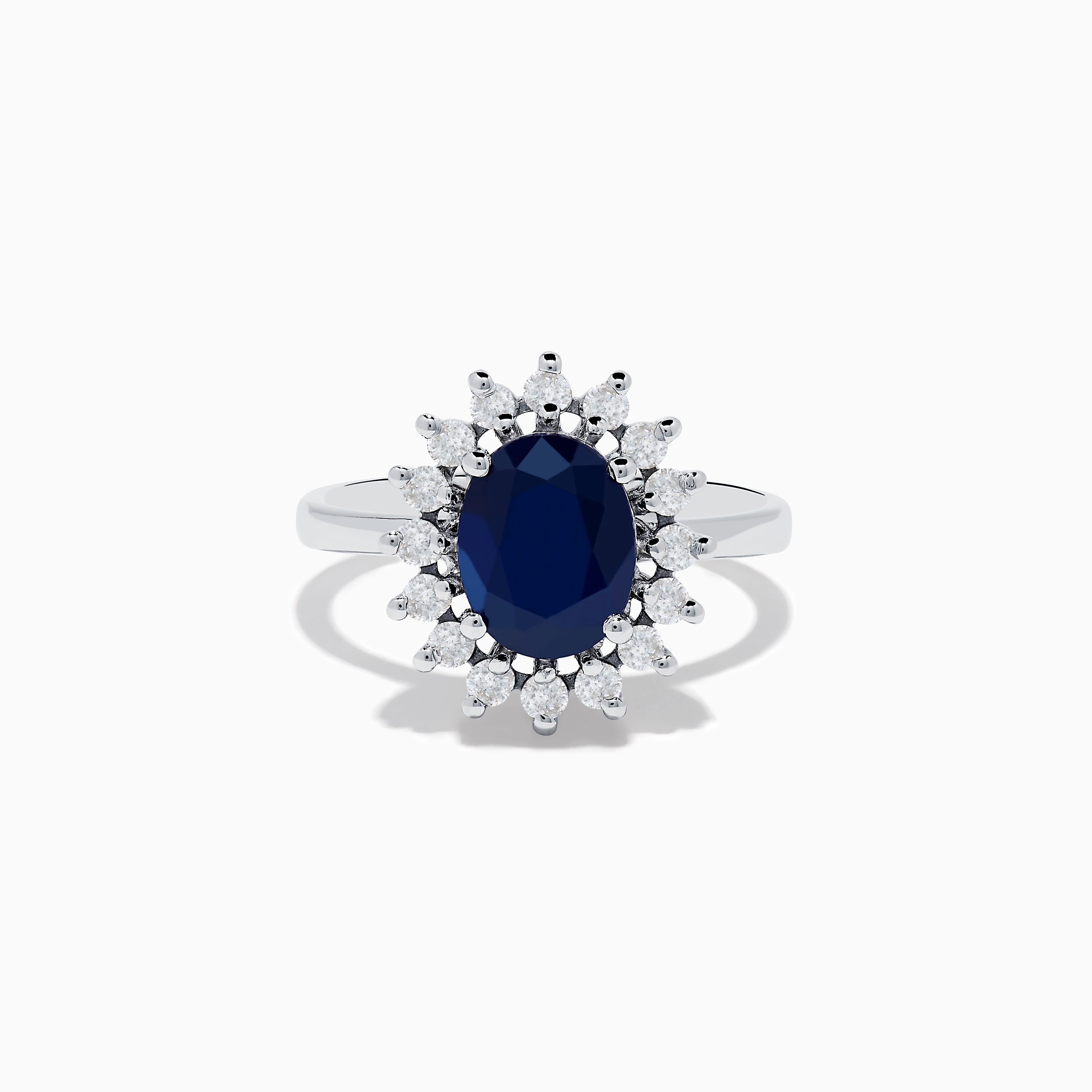 14K White Gold Blue Sapphire and Diamond Ring, TCW