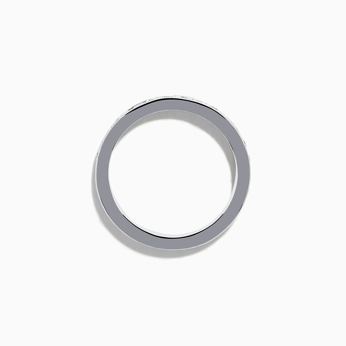 The 14K White Gold Channel Set Diamond Eternity Band, 1.00 TCW, showcases a seamless row of round diamonds in a channel setting for elegant sparkle against polished white gold.