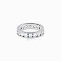 The 14K White Gold Channel Set Diamond Eternity Band, 3.00 TCW, features large round-cut diamonds evenly channel set around the ring and is shown on a plain white background.