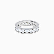 The 14K White Gold Channel Set Diamond Eternity Band, 3.00 TCW, features large round-cut diamonds evenly channel set around the ring and is shown on a plain white background.