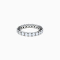 The 14K White Gold Prong Set Diamond Eternity Band, 2.00 TCW, features round clear diamonds encircling the ring and is displayed on a plain white background.