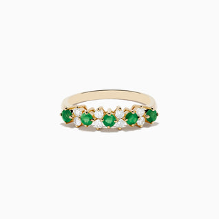 Brasilica 14K Yellow Gold Emerald and Diamond Ring, 0.64 TCW