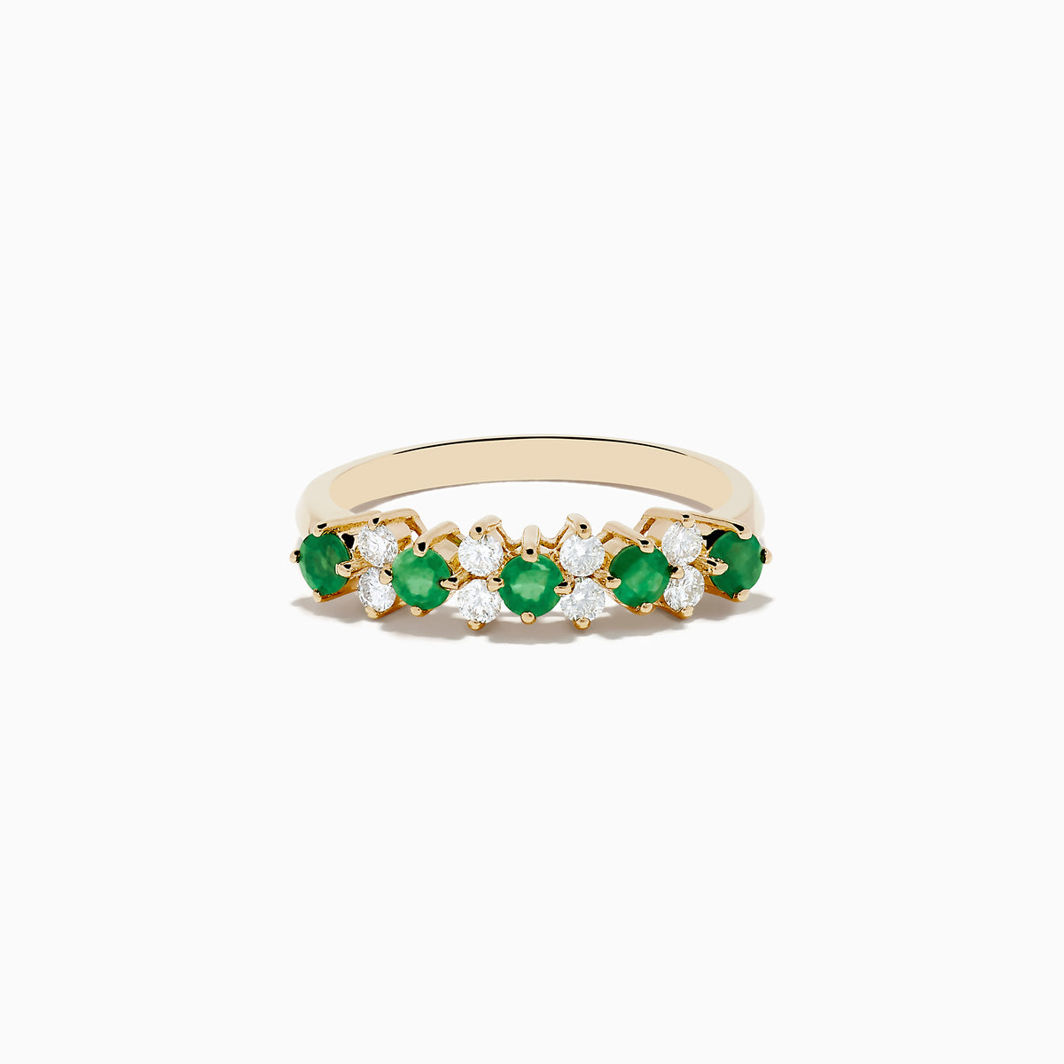 14K Yellow Gold Emerald Diamond Band 0.64 TCW