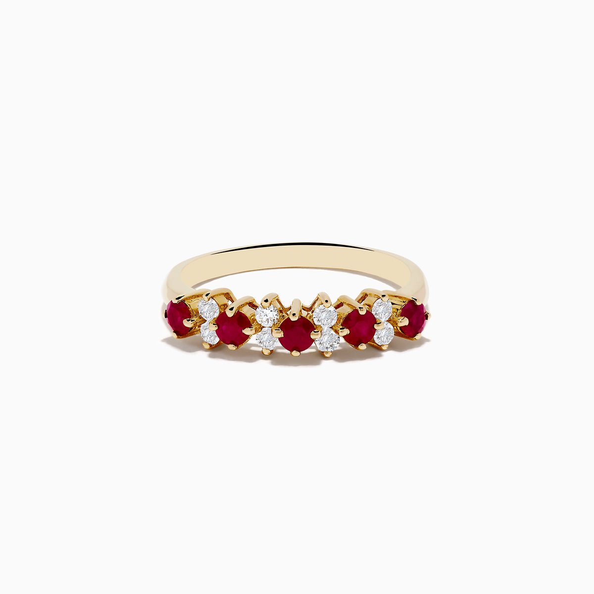 14K Yellow Gold Ruby Diamond Band 0.76 TCW