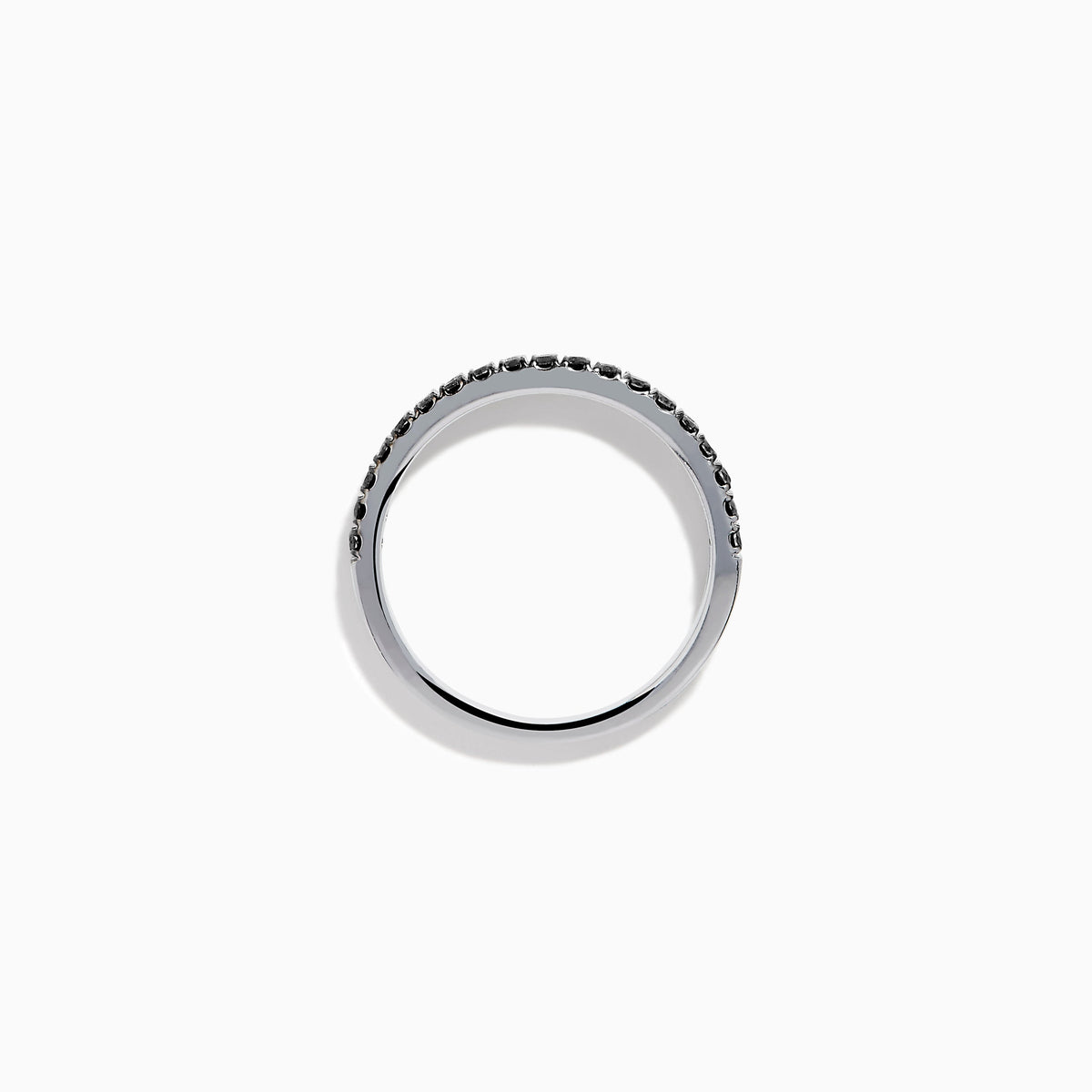 14K White Gold Black and White Diamond Pave Double Row Ring