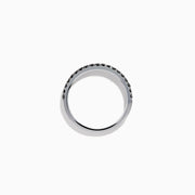 14K White Gold Black and White Diamond Pave Double Row Ring