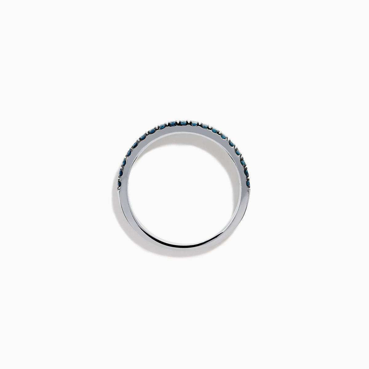14K White Gold Blue and White Diamond Pave Double Row Ring