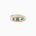 14K Yellow Gold Blue and White Diamond Channel-Set Bypass Ring