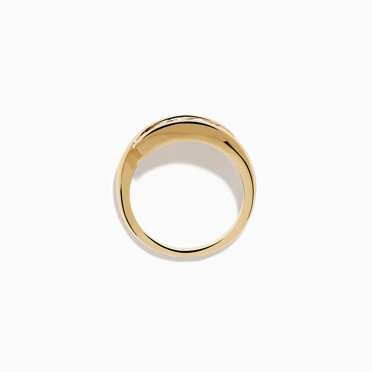 14K Yellow Gold Blue and White Diamond Channel-Set Bypass Ring