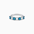 14K White Gold Blue and White Diamond Alternating Seven-Stone Ring