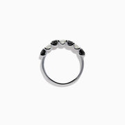 14K White Gold Black and White Diamond Alternating Seven-Stone Ring