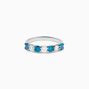 14K White Gold Blue and White Diamond Alternating Ring