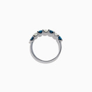 14K White Gold Blue and White Diamond Seven-Stone Ring