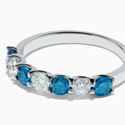 14K White Gold Blue and White Diamond Seven-Stone Ring