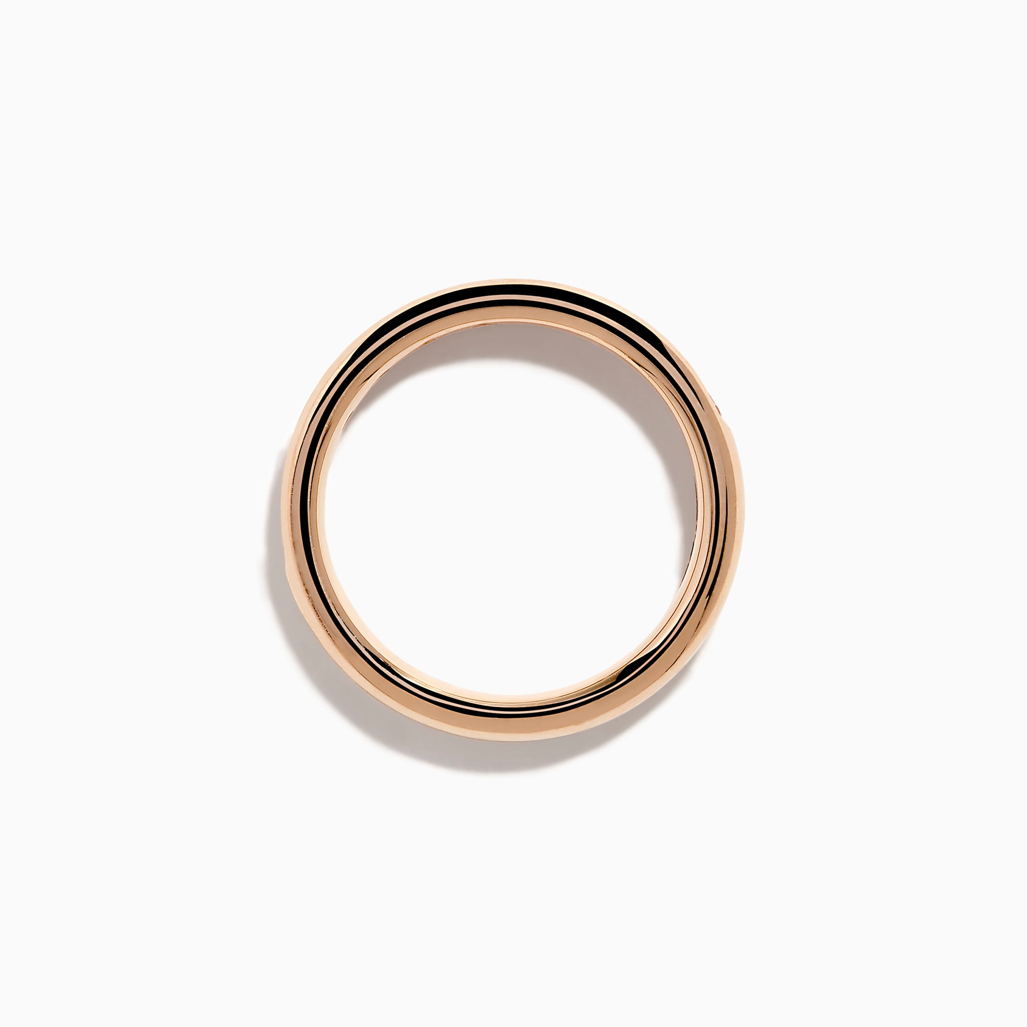 The Lab Grown Pink Diamond Channel Set Band in 14K Rose Gold features a row of round lab grown pink diamonds set in a channel band, shown against a plain white background.