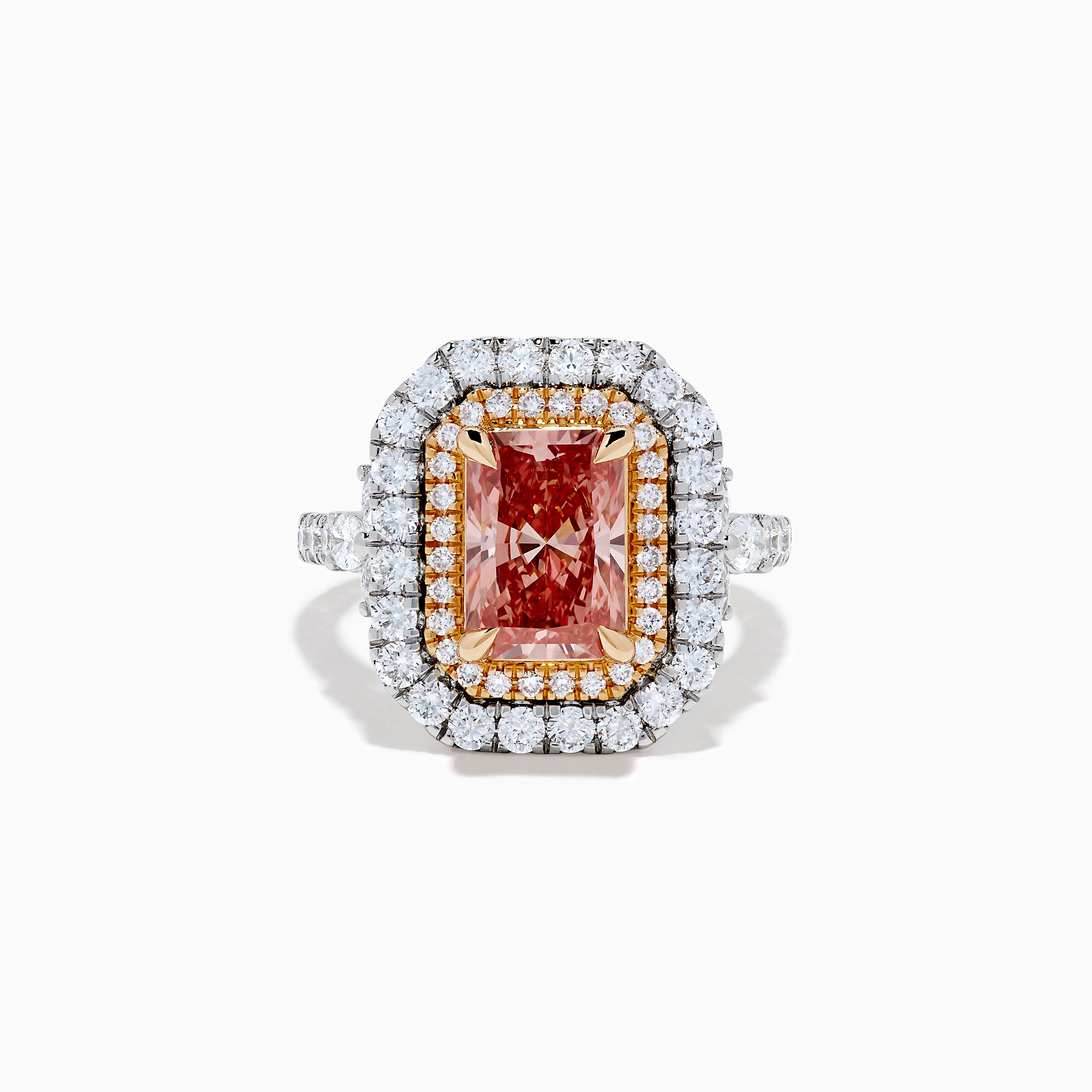 Lab Grown Pink Diamond Double Halo Cocktail Ring in 14K White Gold