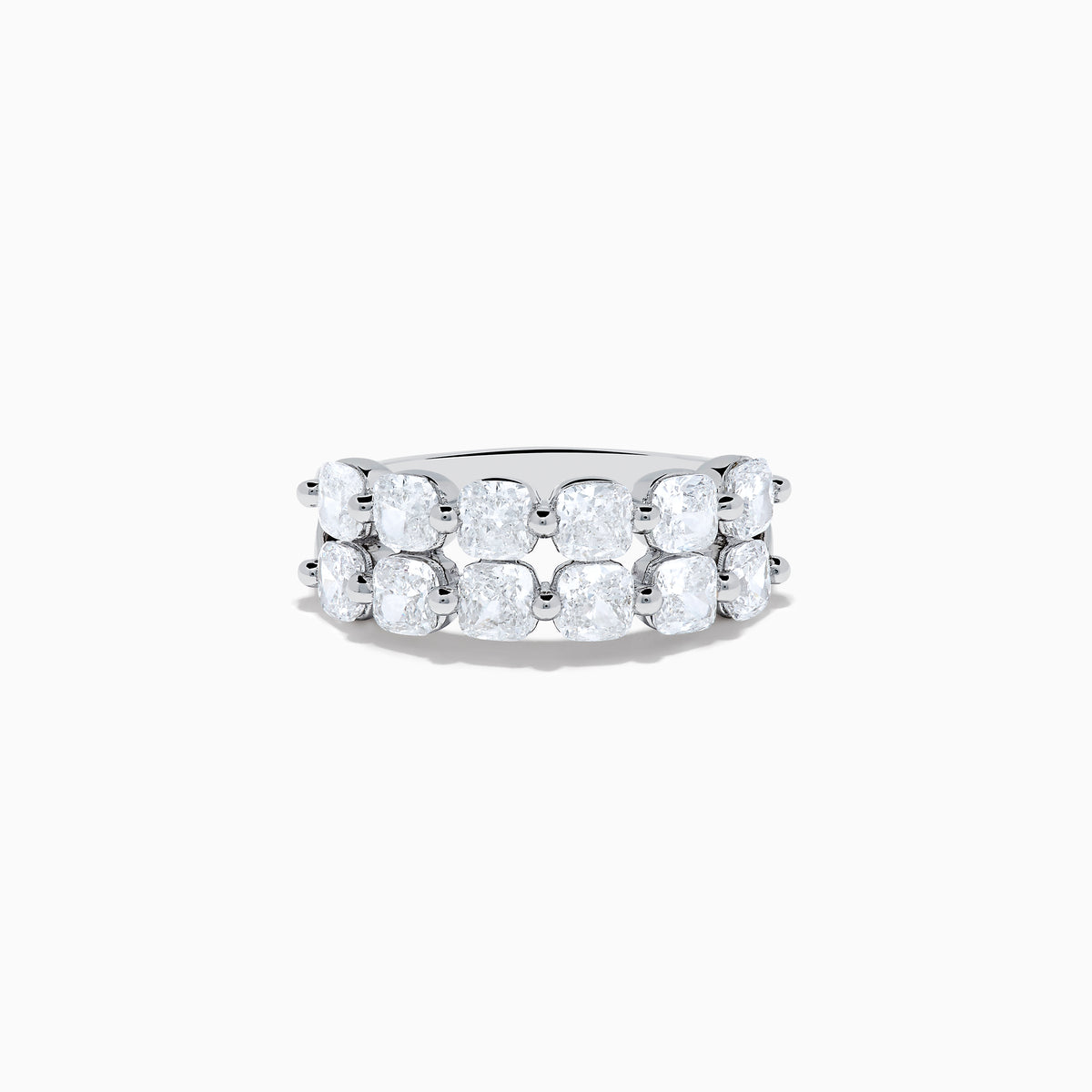 The Lab Grown Diamond Double Row Cushion Band in 14K White Gold features two rows of cushion-cut lab grown diamonds set side by side, shown against a plain white background.