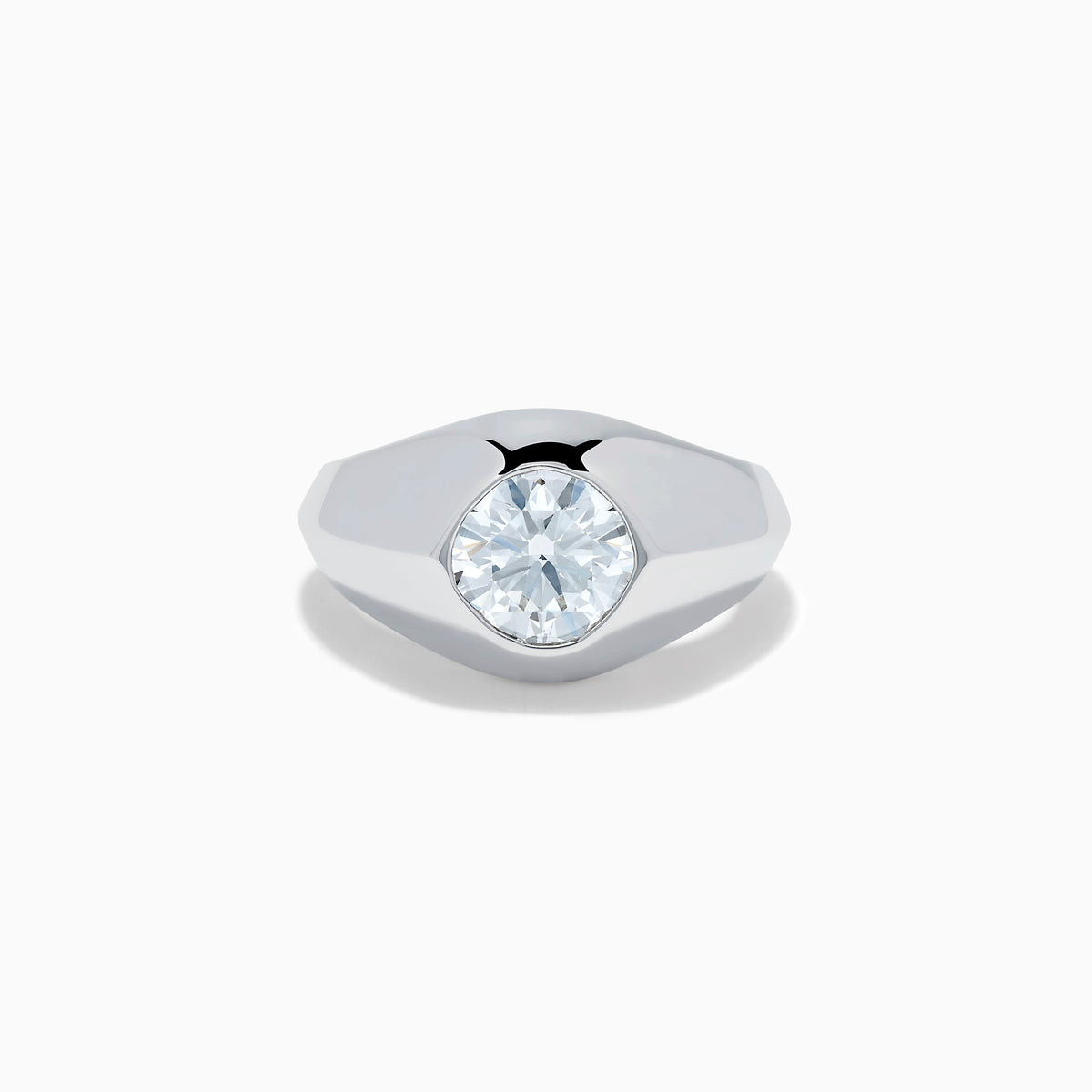 Sterling Silver Lab Grown Diamond Round Bezel-Set Solitaire Ring