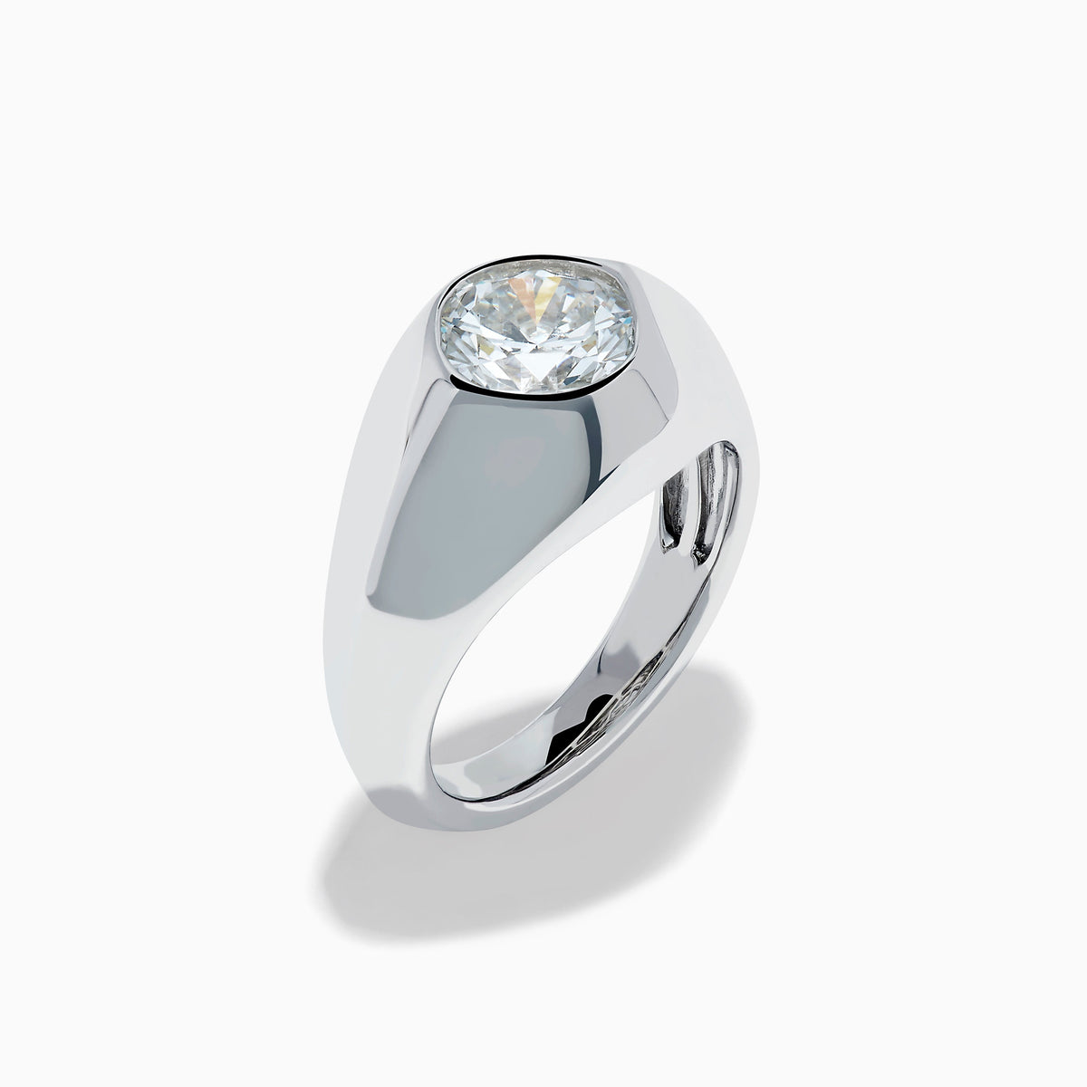 Lab Grown Diamond Round Bezel-Set Pinky Ring in Sterling Silver