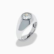 Lab Grown Diamond Round Bezel-Set Pinky Ring in Sterling Silver