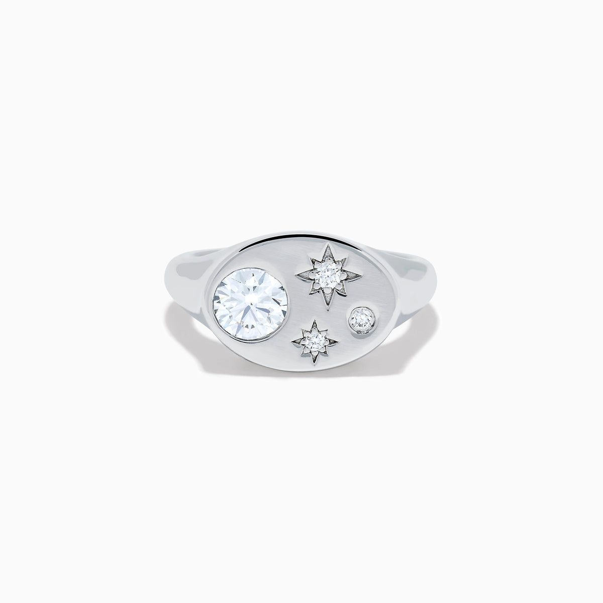 Sterling Silver Lab Grown Diamond Celestial Signet Ring