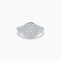 Sterling Silver Lab Grown Diamond Pave Oval Signet Ring