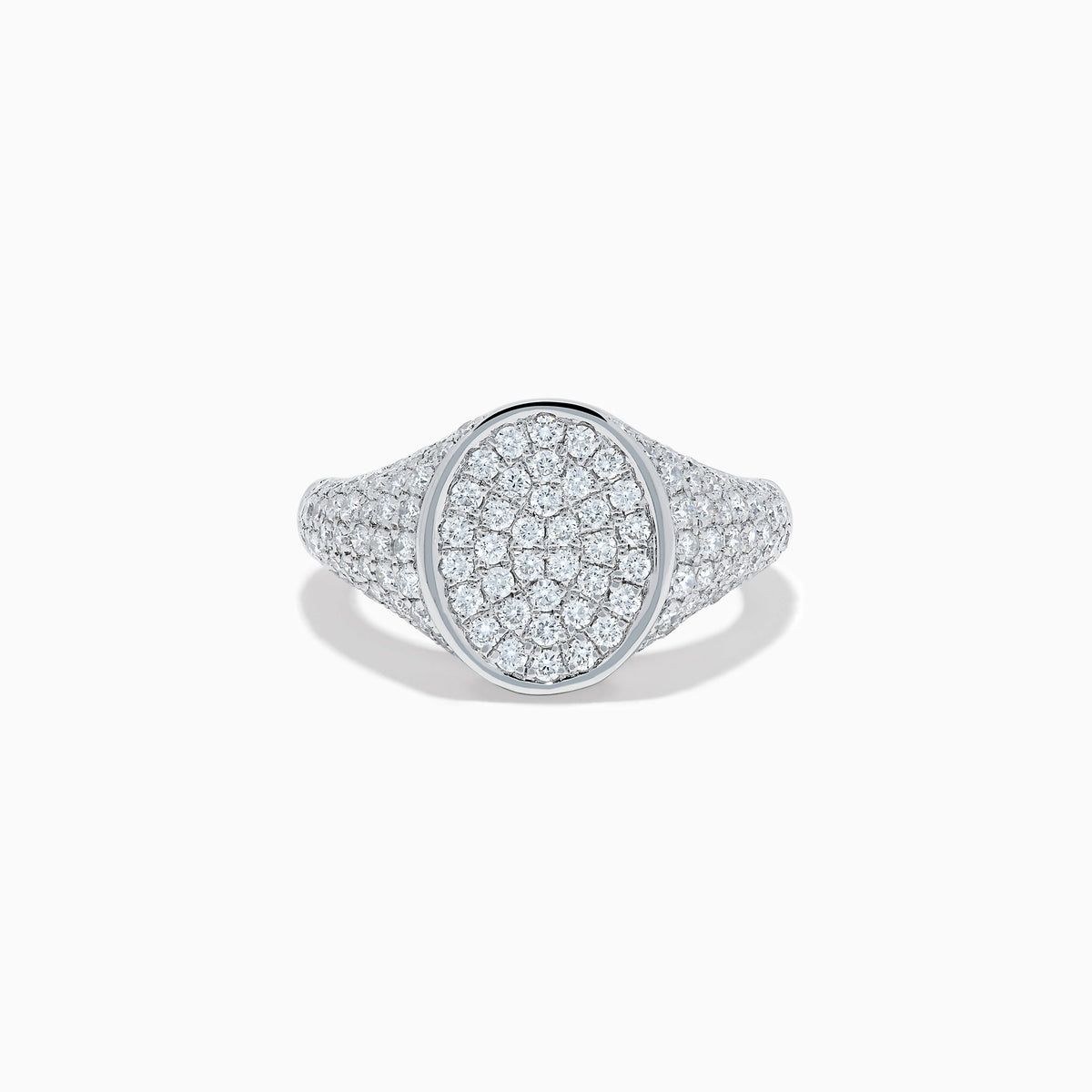 Sterling Silver Lab Grown Diamond Pave Oval Signet Ring