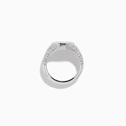 Lab Grown Diamond Pave Oval Signet Pinky Ring in Sterling Silver