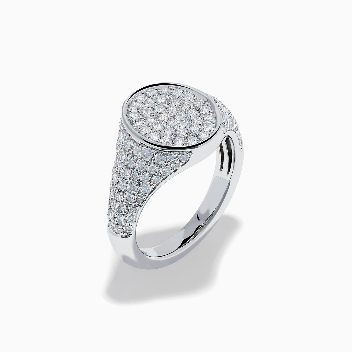 Lab Grown Diamond Pave Oval Signet Pinky Ring in Sterling Silver