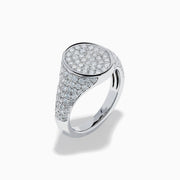 Lab Grown Diamond Pave Oval Signet Pinky Ring in Sterling Silver