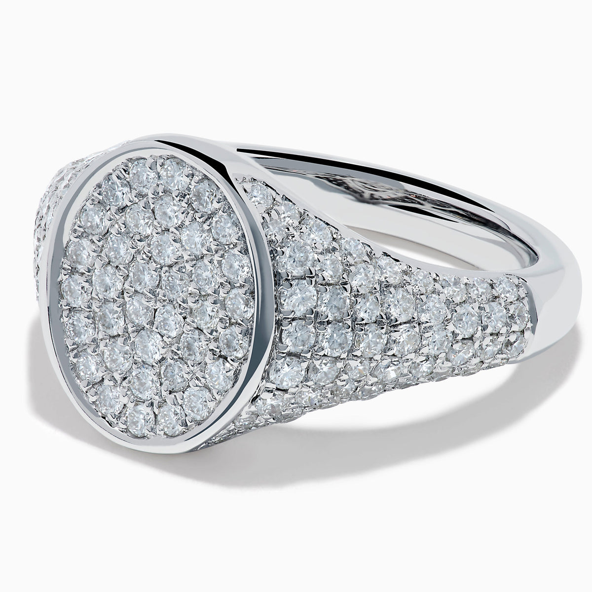 Lab Grown Diamond Pave Oval Signet Pinky Ring in Sterling Silver