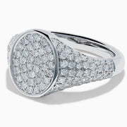 Lab Grown Diamond Pave Oval Signet Pinky Ring in Sterling Silver