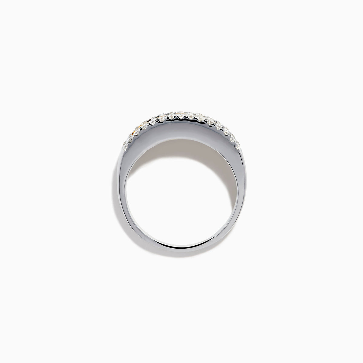 18K Two-Tone Gold Yellow and White Diamond Three-Row Ring