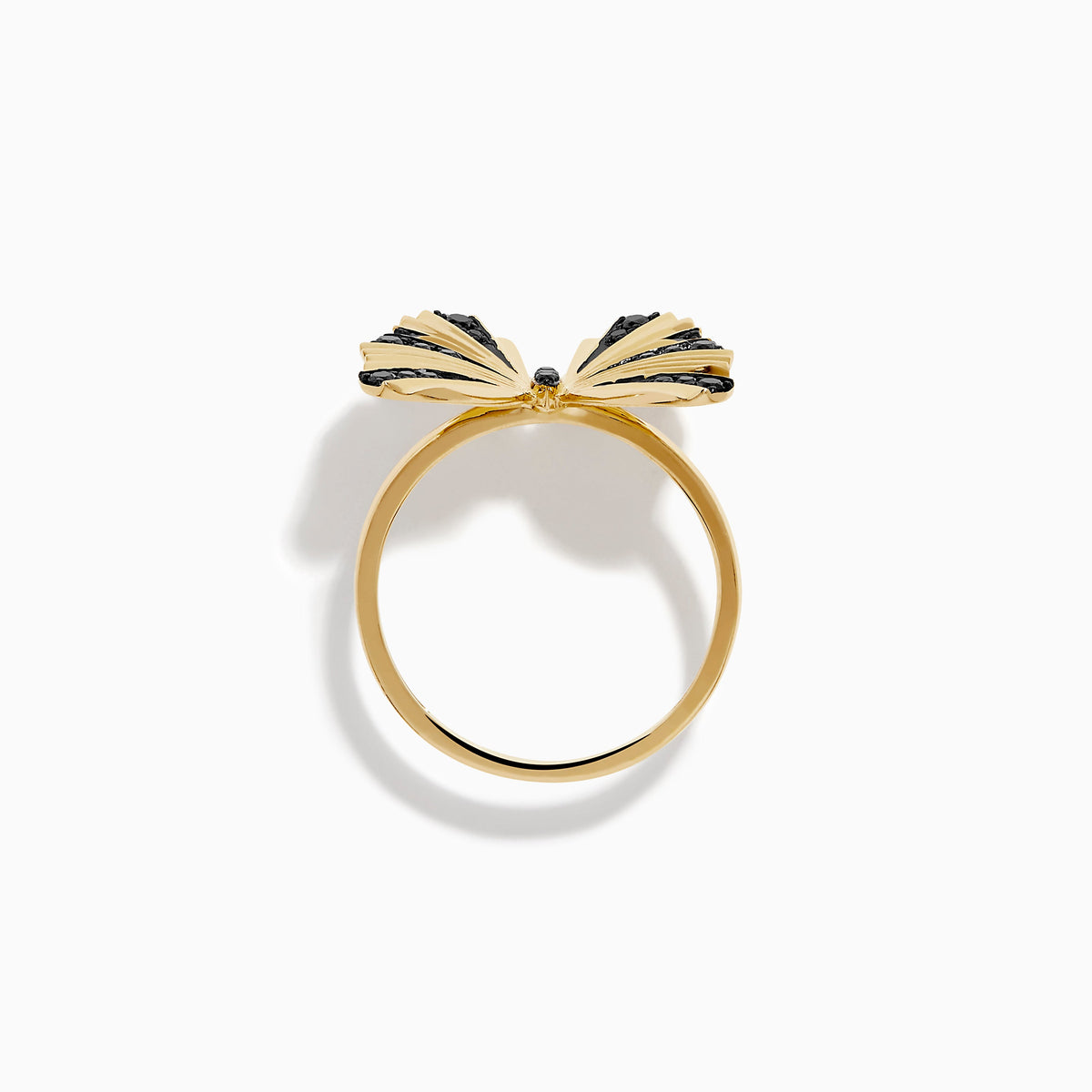 14K Yellow Gold Black Diamond Butterfly Ring