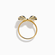 14K Yellow Gold Black Diamond Butterfly Ring