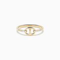 14K Yellow Gold Diamond Interlocking Link Pavé Ring