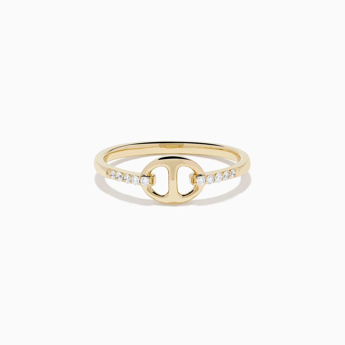 14K Yellow Gold Diamond Interlocking Link Pavé Ring
