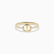 14K Yellow Gold Diamond Interlocking Link Pavé Ring