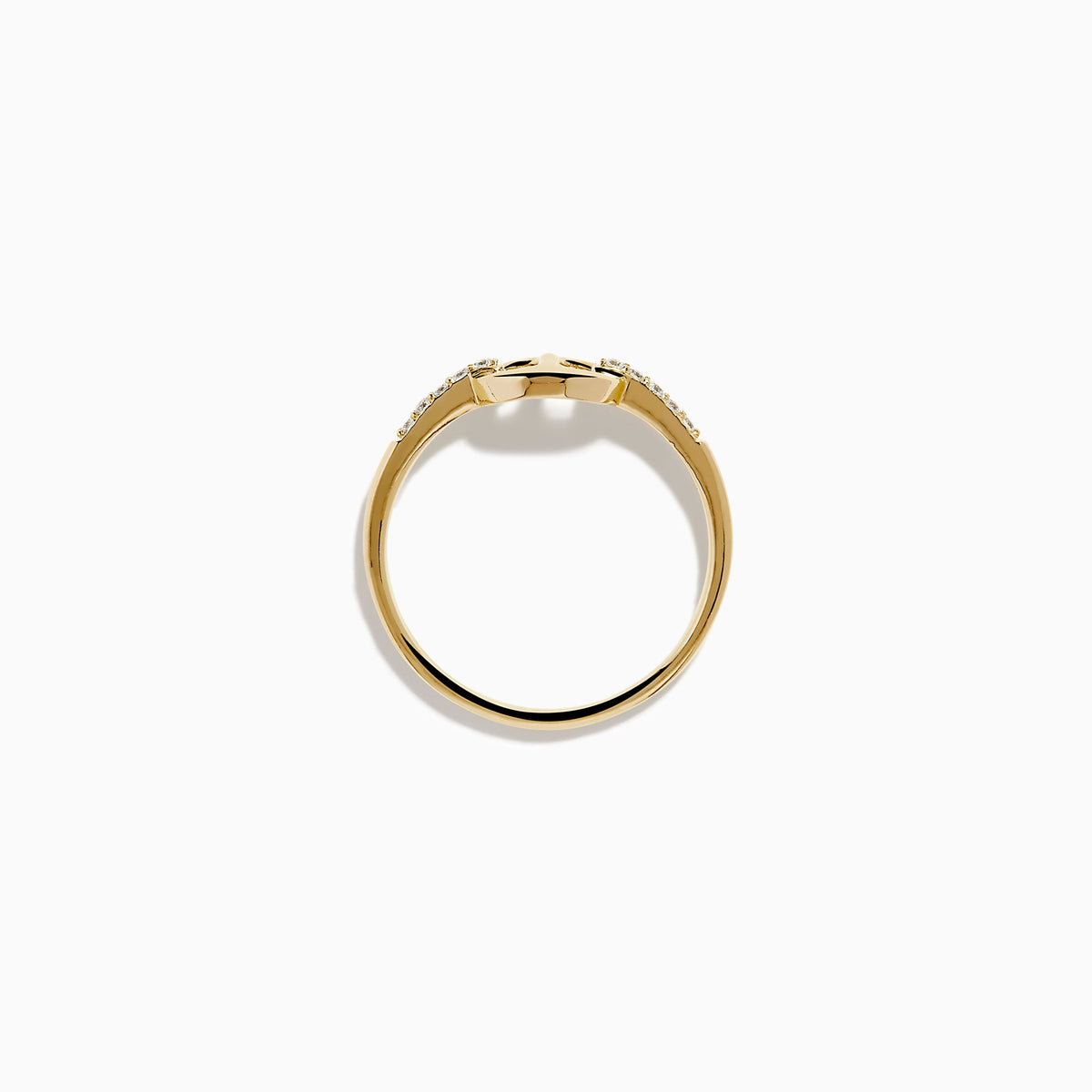 14K Yellow Gold Diamond Pave Interlocking Link Ring